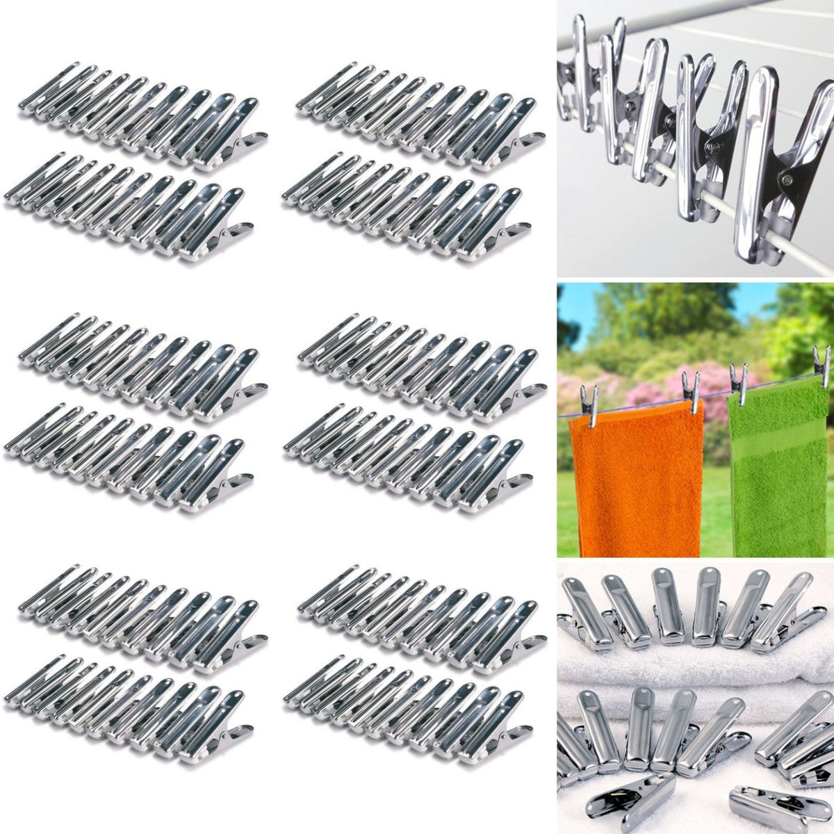 120 pinces à linge en inox, pinces incassables, inusables, ne rouillent pas