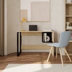 Table de travail modèle 4 avec 1 étagère carrée – Chêne – Bois noir