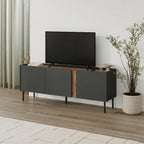 Meuble TV Norm 3 portes Chêne naturel-Grès 140 cm