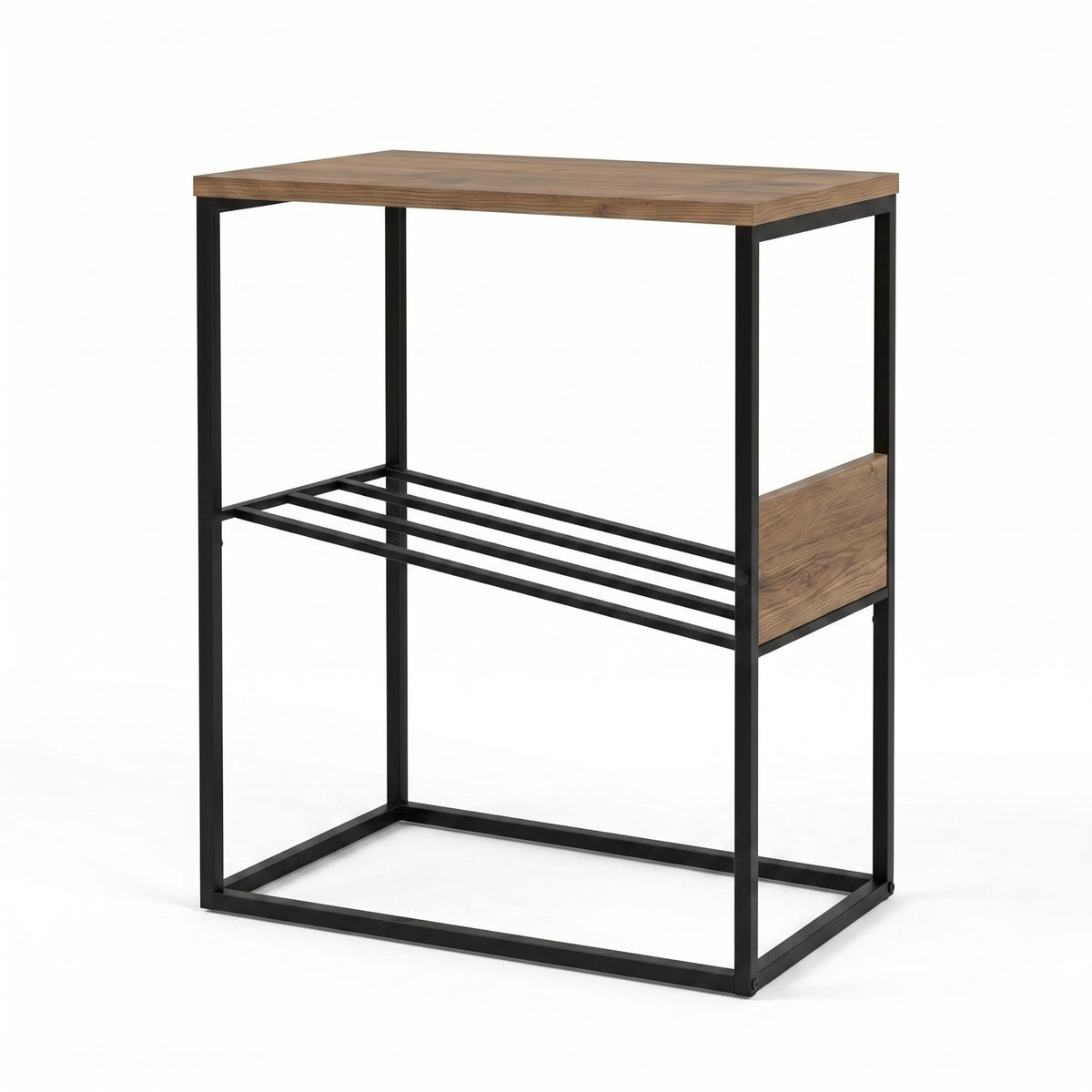 Table d'appoint moderne Tenol avec étagère inclinée en métal
