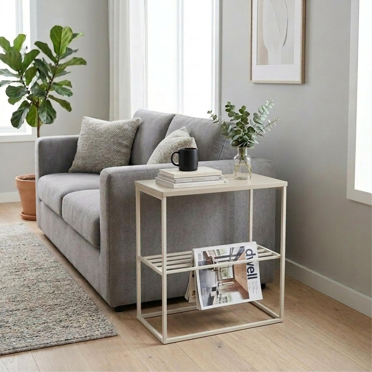 Table d'appoint Teno avec étagère de rangement