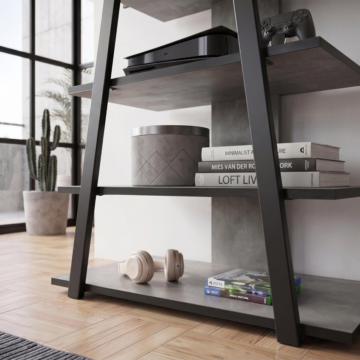 Meuble TV Lyno d'angle avec étagères ouvertes