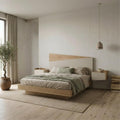 Tête de lit murale Diago pour lit King Size chêne, grès 160x74 cm