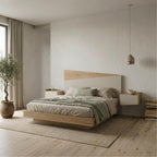 Tête de lit murale Diago pour lit King Size chêne, grès 160x74 cm