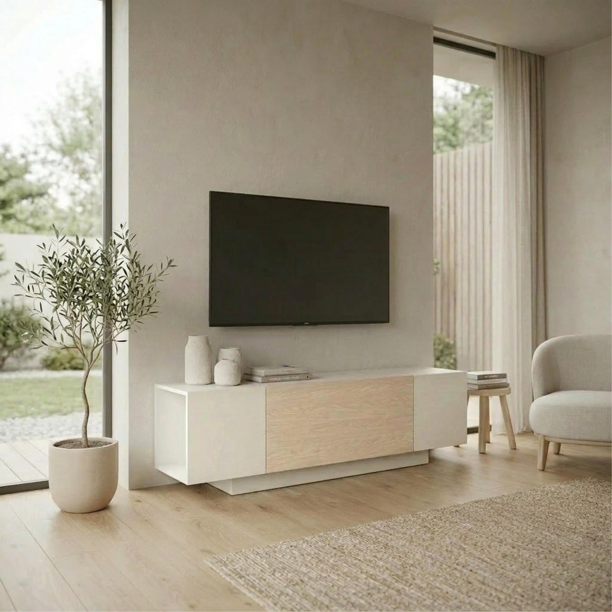 Meuble TV Victor Grès-Chêne Sonoma-Blanc 150 x 37 x 45,5 cm