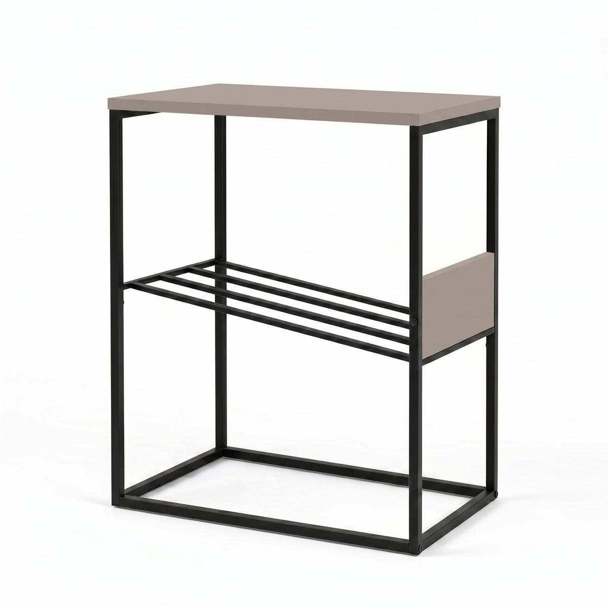 Table d'appoint moderne Tenol avec étagère inclinée en métal