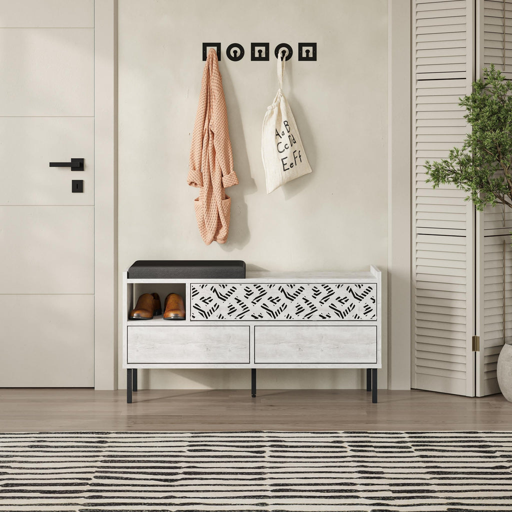Banc à chaussures moderne Heaton – Meuble à chaussures d'entrée 3 portes avec assise