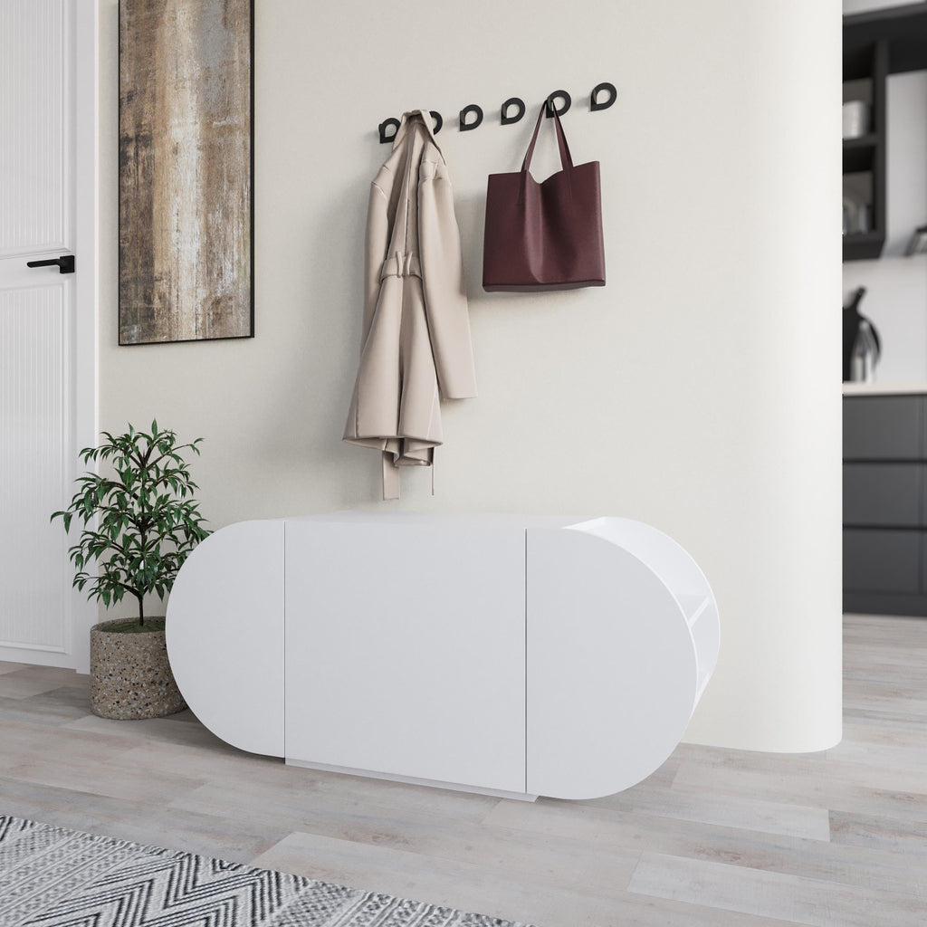Banc à chaussures Pozy – Banc de couloir moderne avec armoire