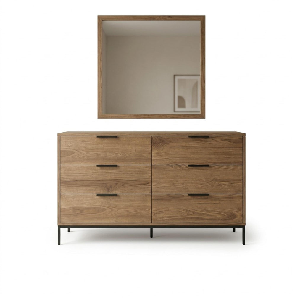 Miroir mural carré Mars Chêne Whiskey 86cm