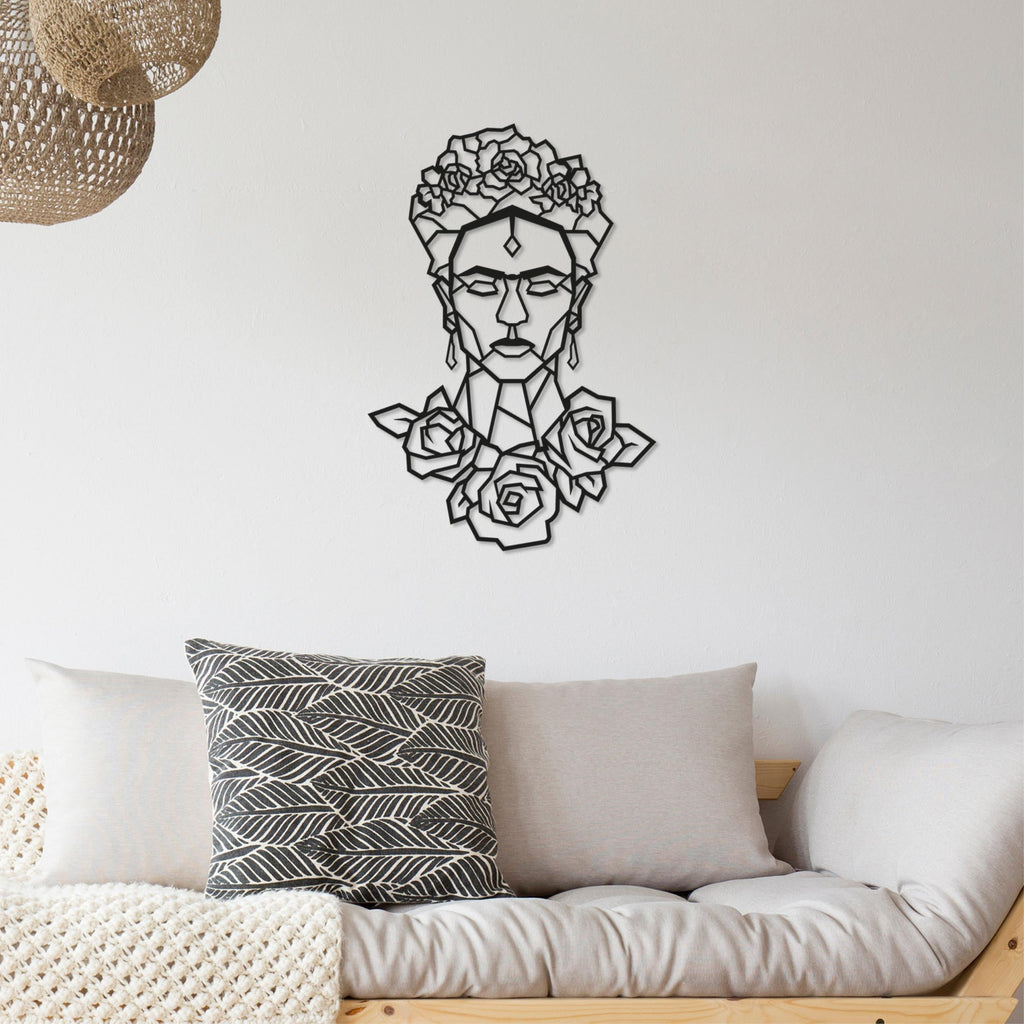 Décoration Murale en Métal Frida Rose Noire