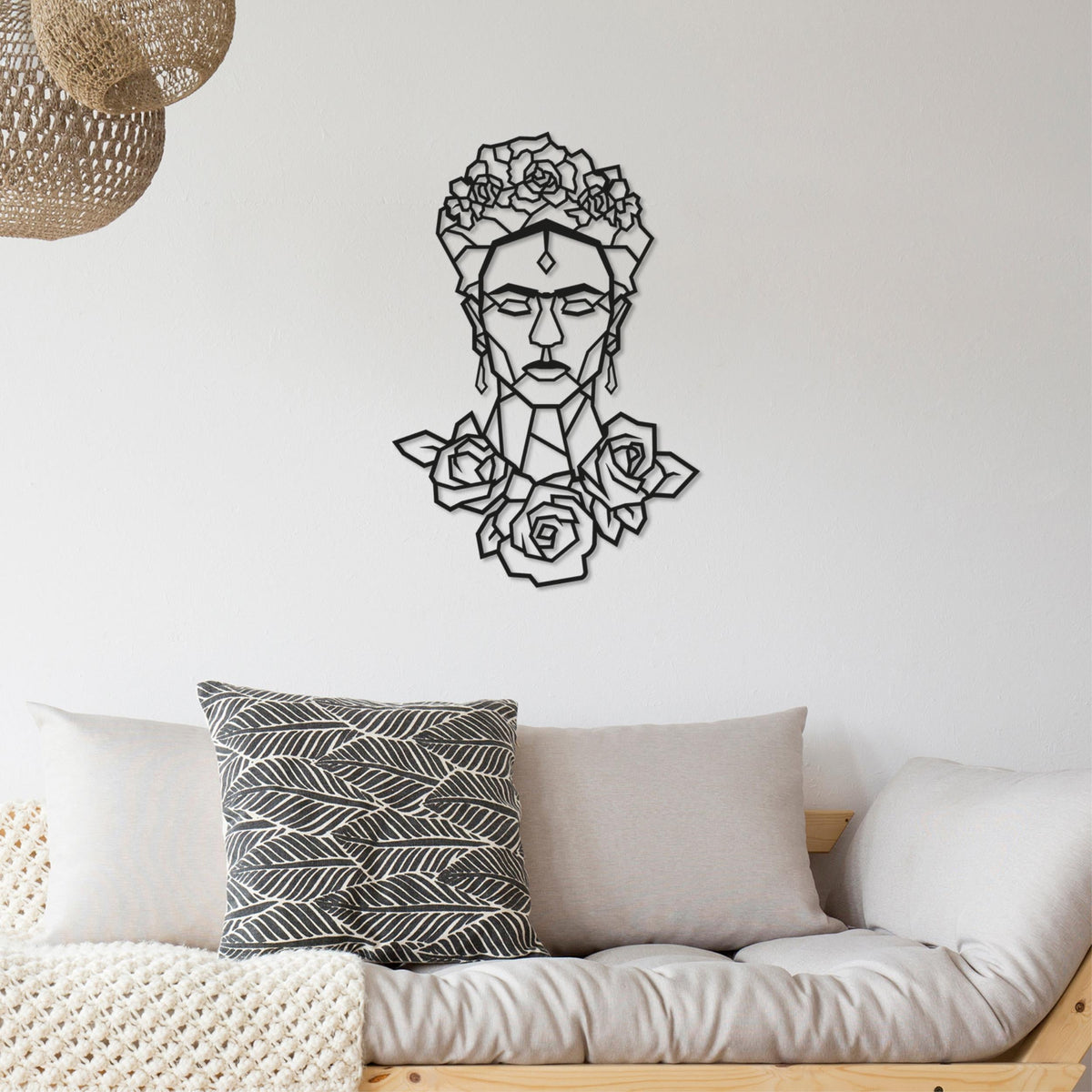 Décoration Murale en Métal Frida Rose Noire