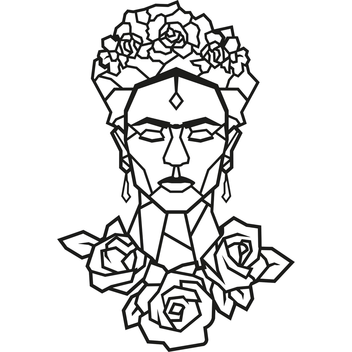 Décoration Murale en Métal Frida Rose Noire