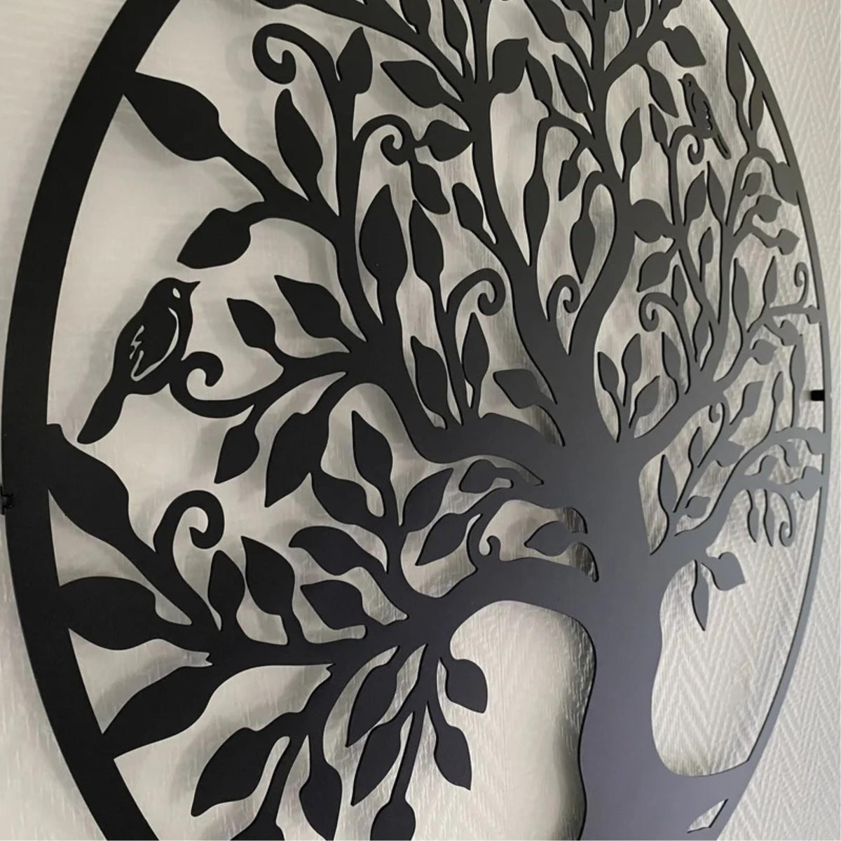 Décoration murale en métal - Arbre avec oiseaux 45cm