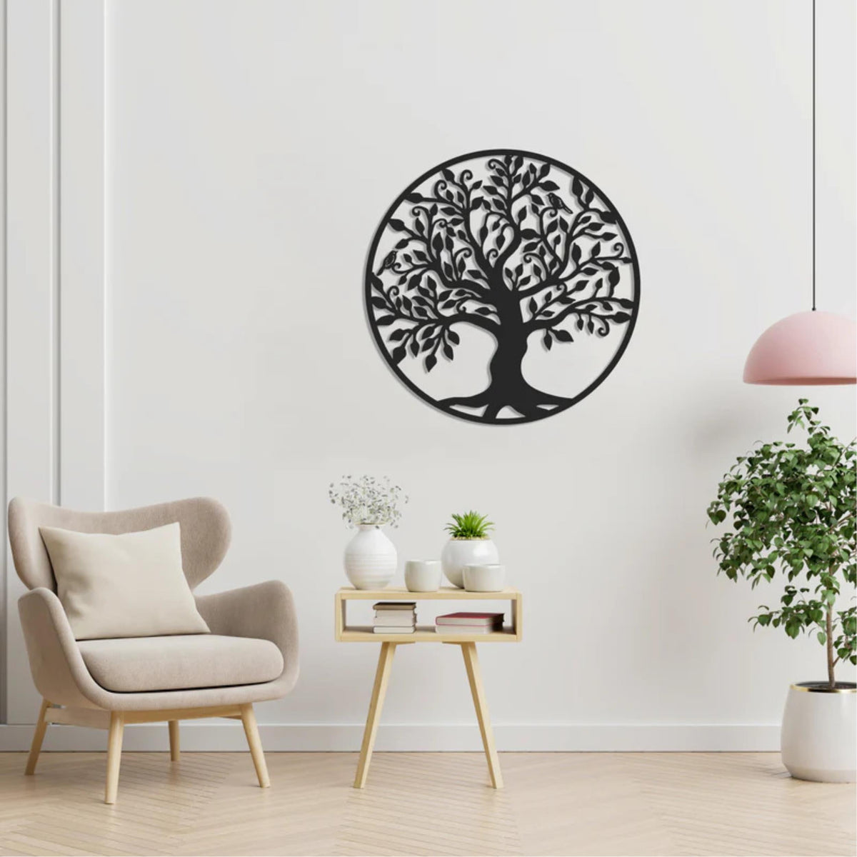Décoration Murale Métal - Arbre avec Oiseaux 60cm