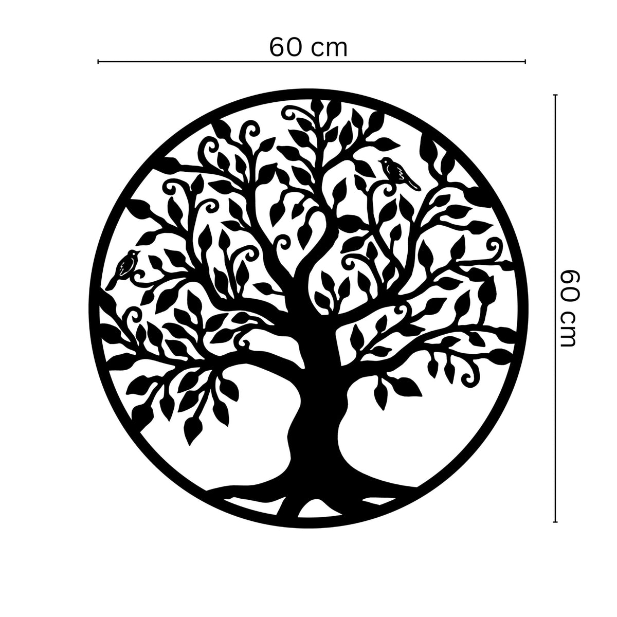 Décoration Murale Métal - Arbre avec Oiseaux 60cm