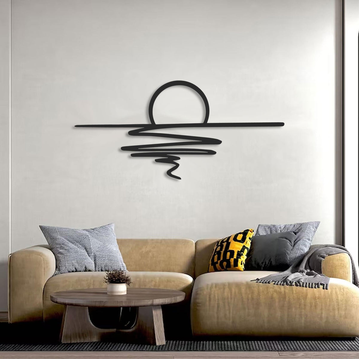 Décoration murale en métal - Coucher de soleil 75x35 cm