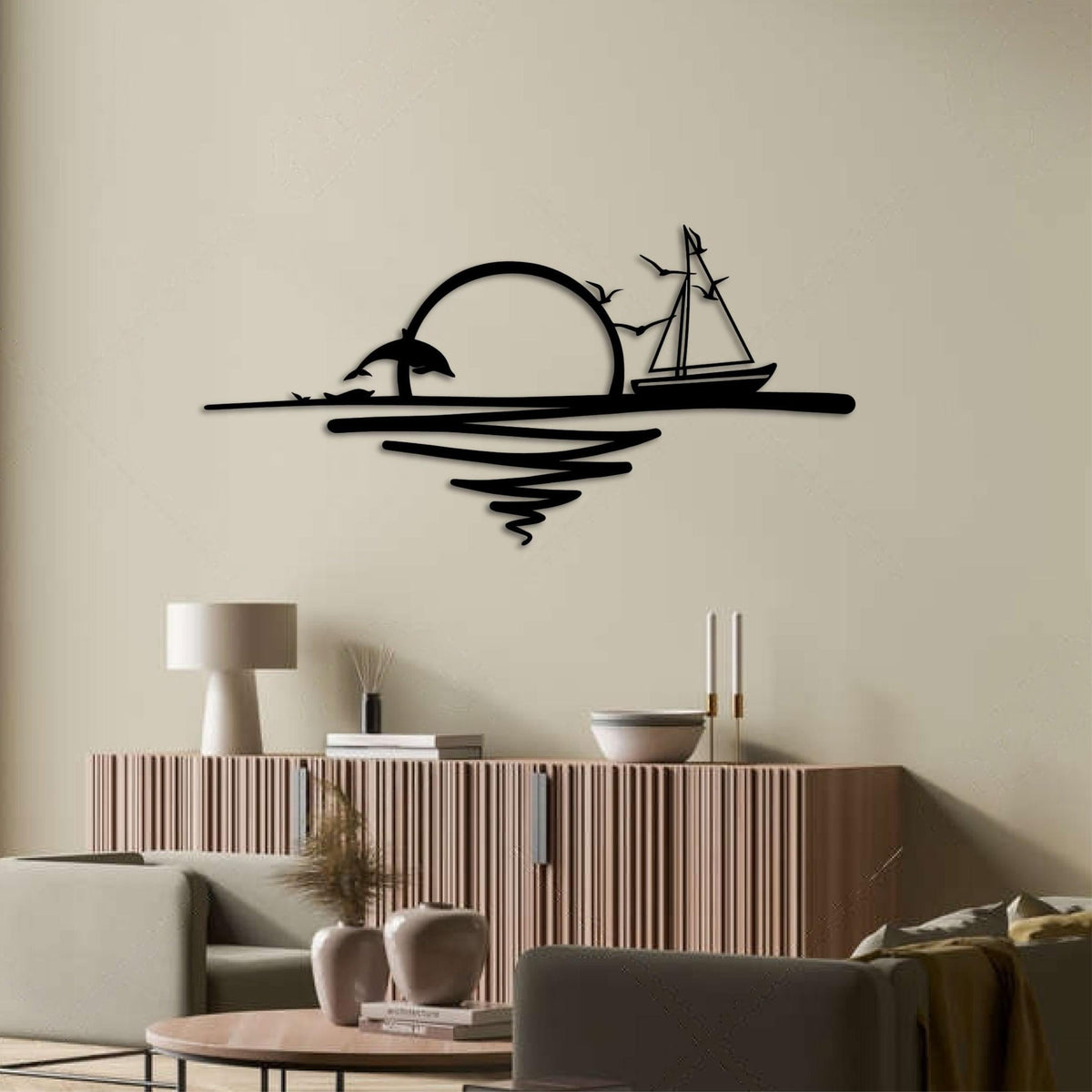 Décoration murale en métal - Soleil Levant 75x37 cm