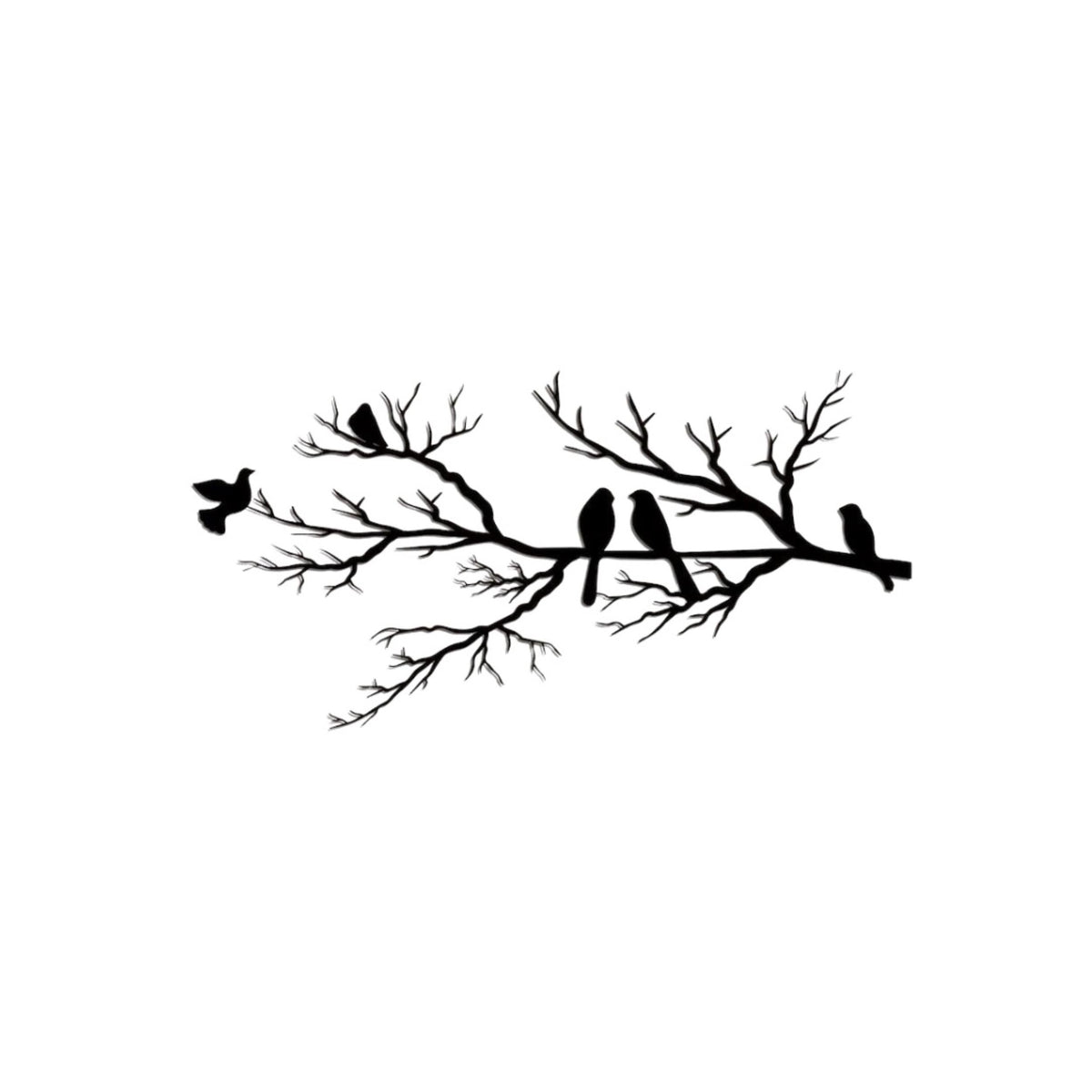 Décoration Murale en Métal - Oiseaux sur la Branche 60x30 Cm