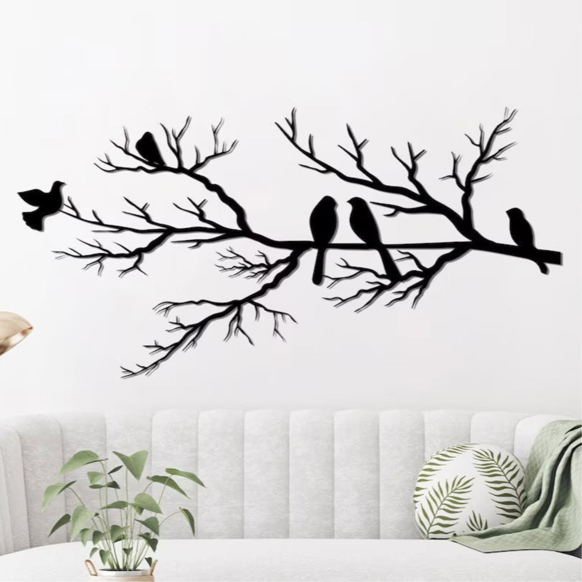 Décoration murale en métal - Oiseaux sur une branche 75x37cm