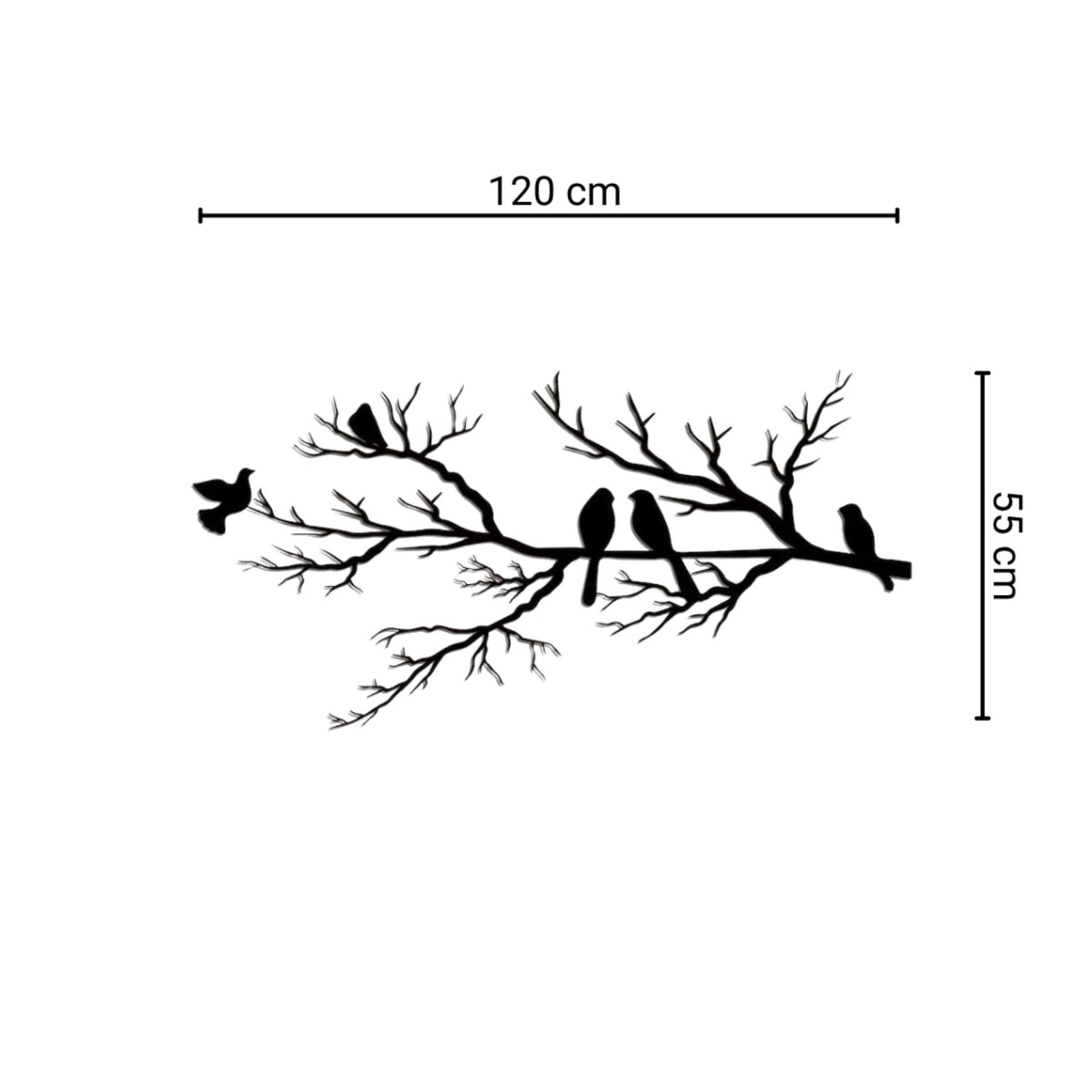 Décoration murale en métal - Oiseaux sur la branche 120x55 cm