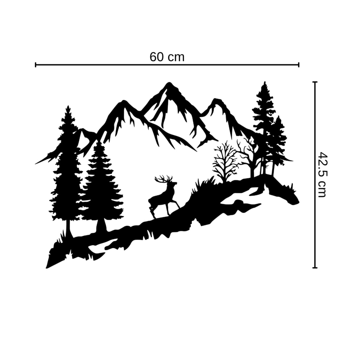 Décoration murale en métal - Cerf dans la forêt 60cm