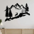 Décoration murale en métal - Cerf dans la forêt 75cm