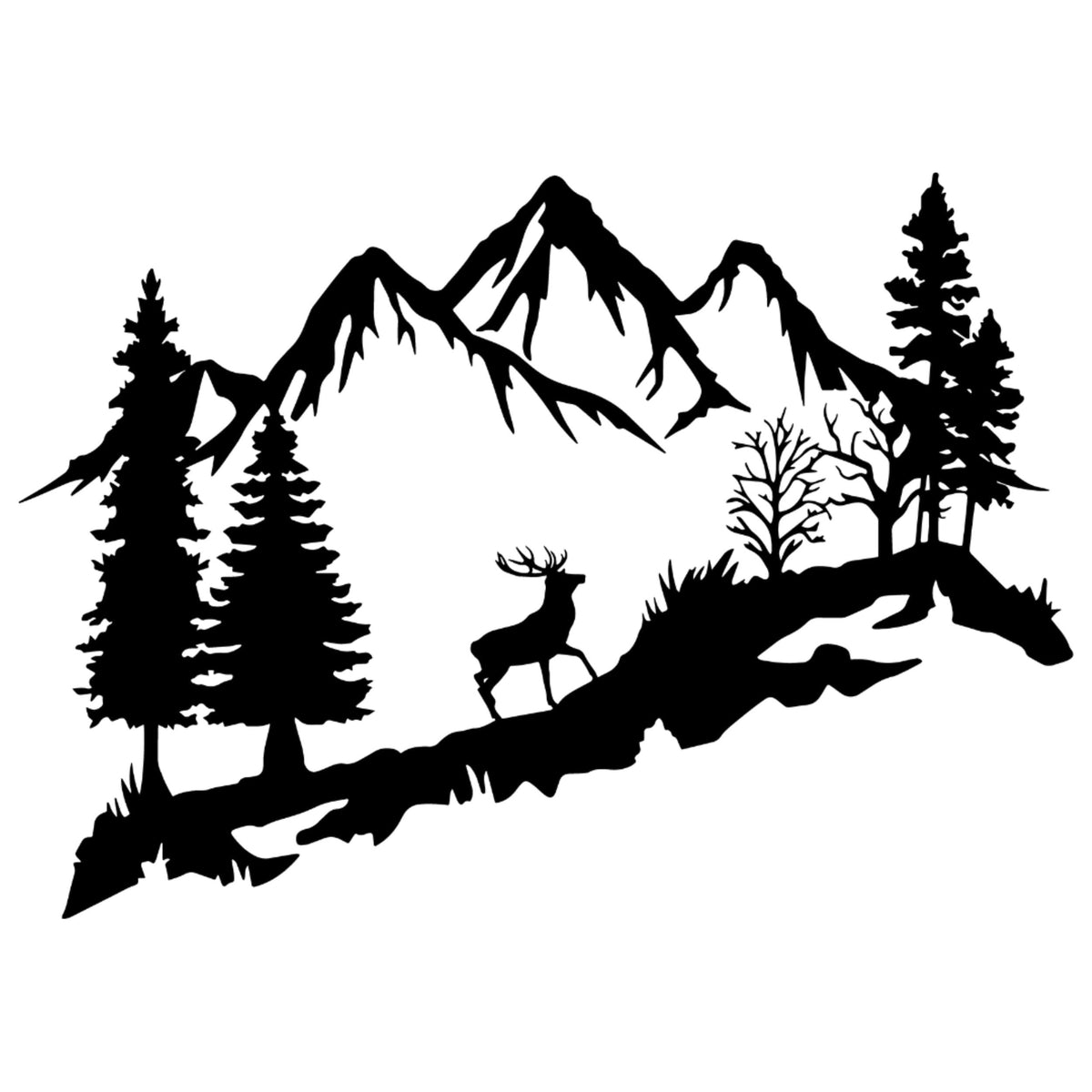 Décoration murale en métal - Cerf dans la forêt 75cm