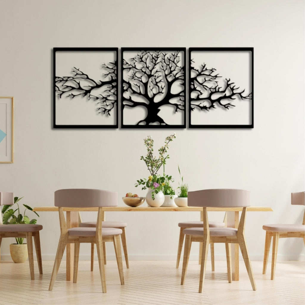 Déco murale métal - Triptyque Platanus 60 cm