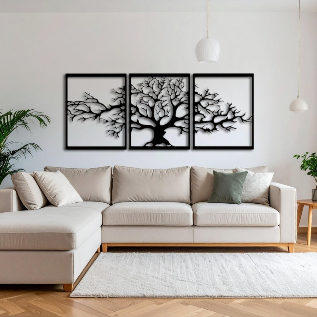 Déco murale métal - Triptyque Platanus 60 cm