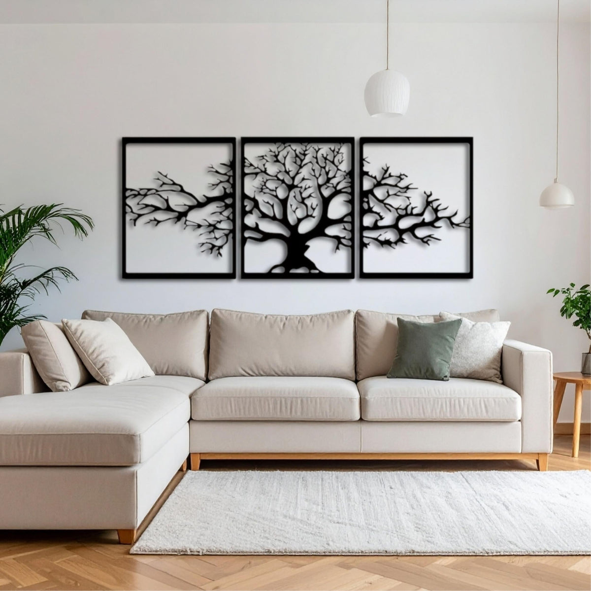 Déco murale métal - Triptyque Platanus 60 cm