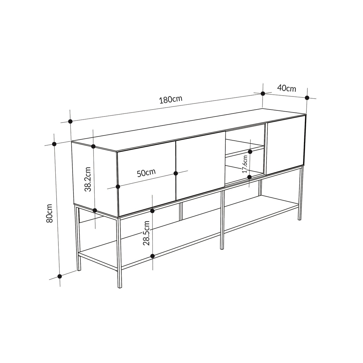 Console Amira – 180cm – Buffet Moderne & Meuble de Rangement