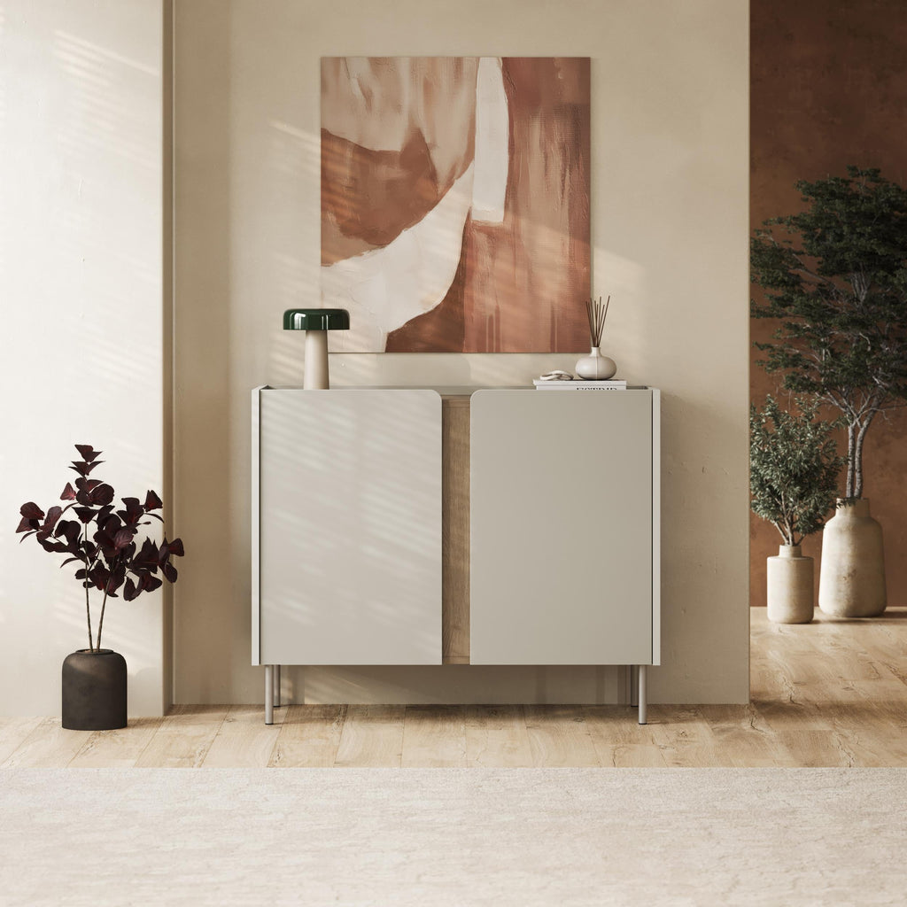Buffet Norm 2 portes Chêne naturel-Grès 100 x 40,5 x 82,9 cm