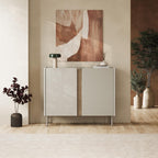 Buffet Norm 2 portes Chêne naturel-Grès 100 x 40,5 x 82,9 cm