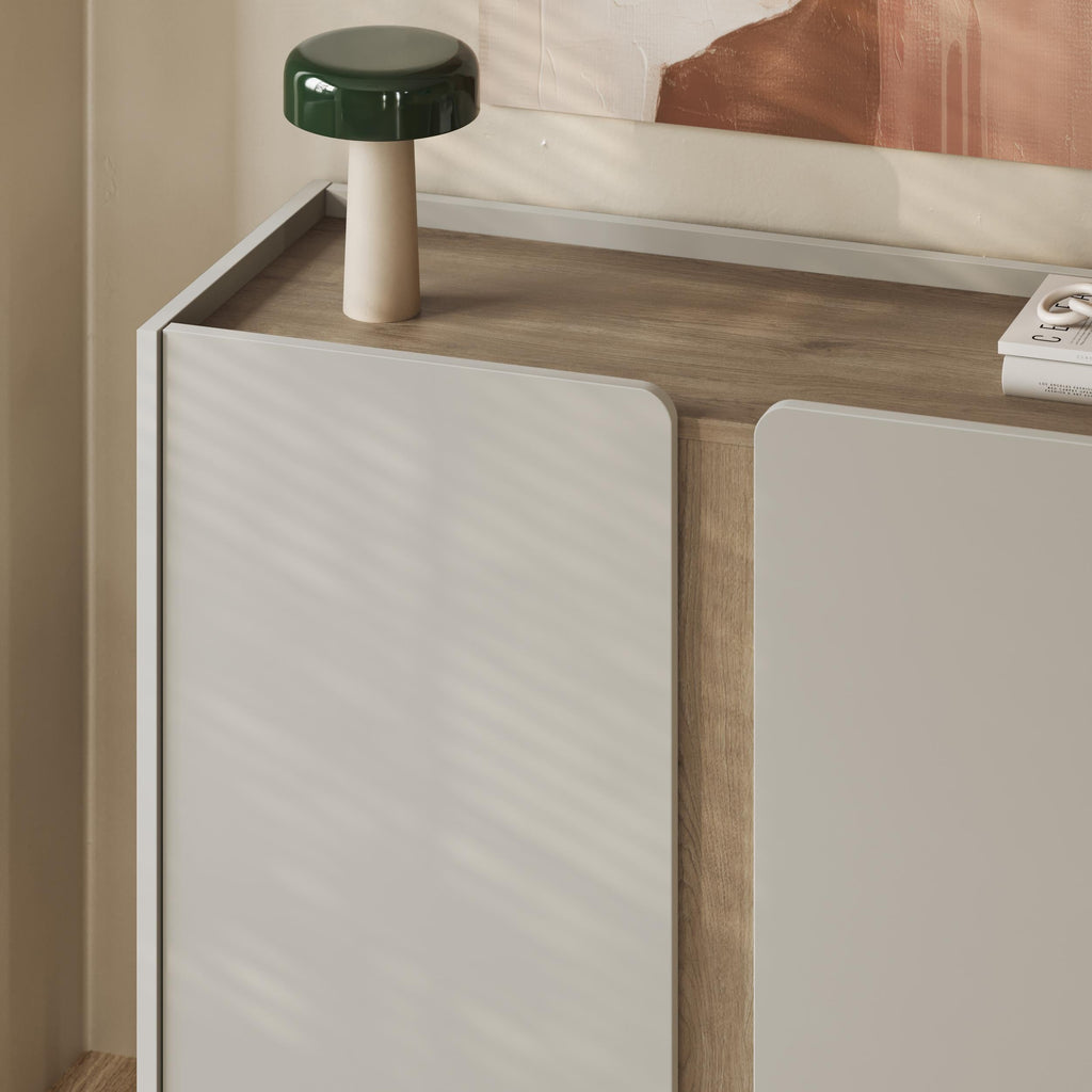 Buffet Norm 2 portes Chêne naturel-Grès 100 x 40,5 x 82,9 cm