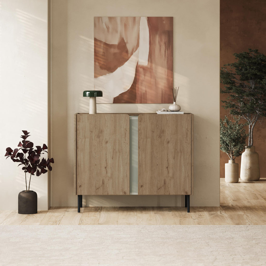 Buffet Norm 2 portes Chêne naturel-Grès 100 x 40,5 x 82,9 cm