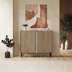 Buffet Norm 2 portes Chêne naturel-Grès 100 x 40,5 x 82,9 cm
