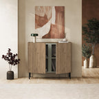 Buffet Norm 2 portes Chêne naturel-Grès 100 x 40,5 x 82,9 cm