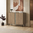 Buffet Norm 2 portes Chêne naturel-Grès 100 x 40,5 x 82,9 cm