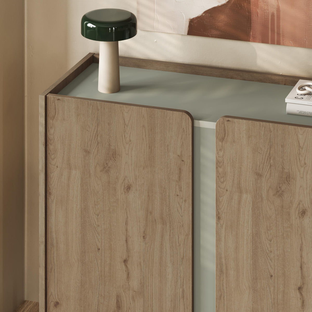 Buffet Norm 2 portes Chêne naturel-Grès 100 x 40,5 x 82,9 cm
