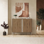 Buffet Norm 2 portes Chêne naturel-Grès 100 x 40,5 x 82,9 cm