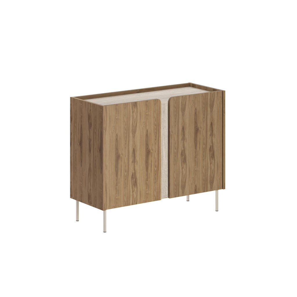 Buffet Norm 2 portes Chêne naturel-Grès 100 x 40,5 x 82,9 cm