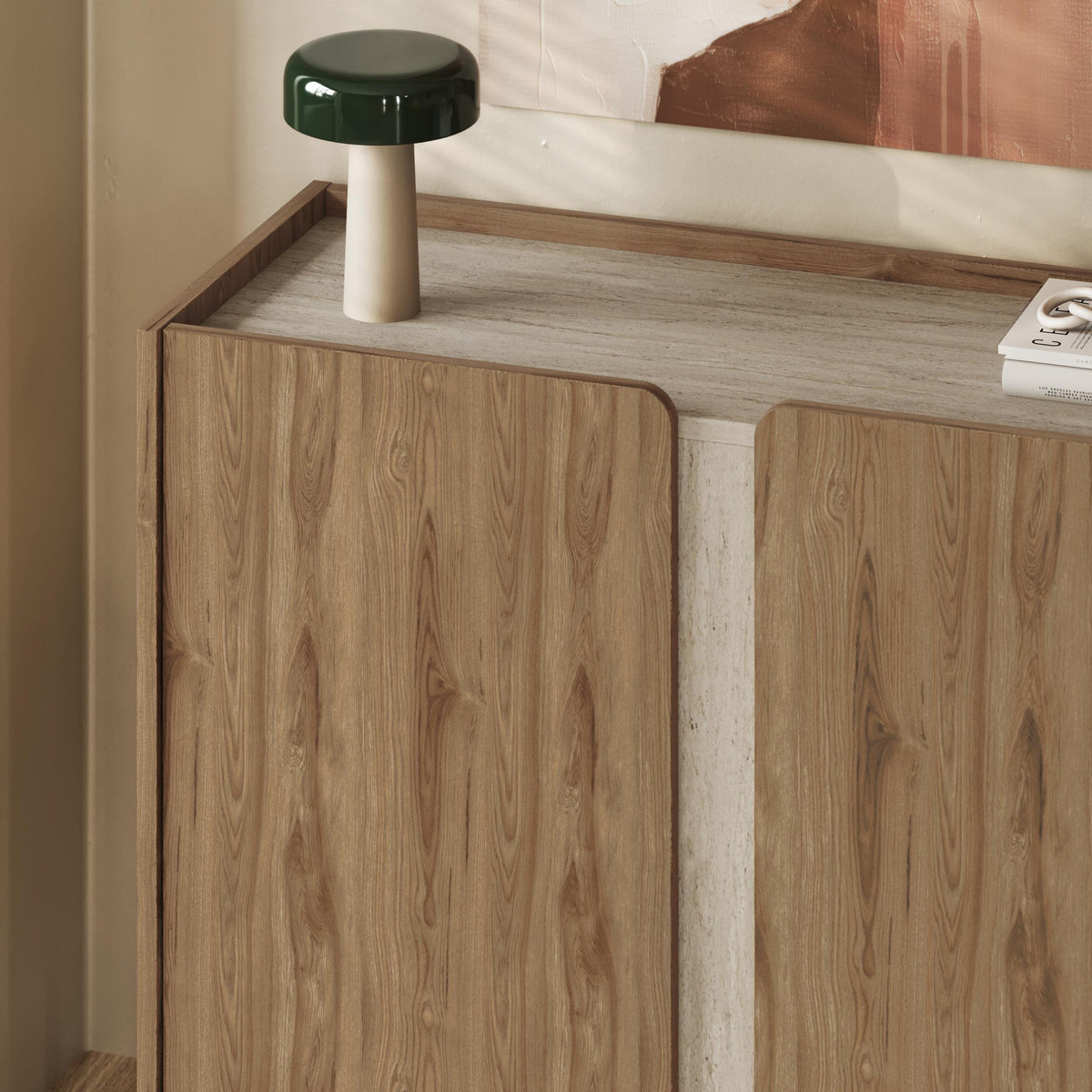 Buffet Norm 2 portes Chêne naturel-Grès 100 x 40,5 x 82,9 cm