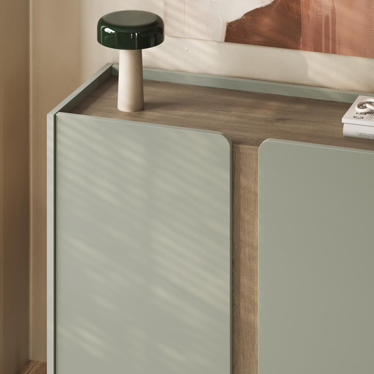 Buffet Norm 2 portes Chêne naturel-Grès 100 x 40,5 x 82,9 cm