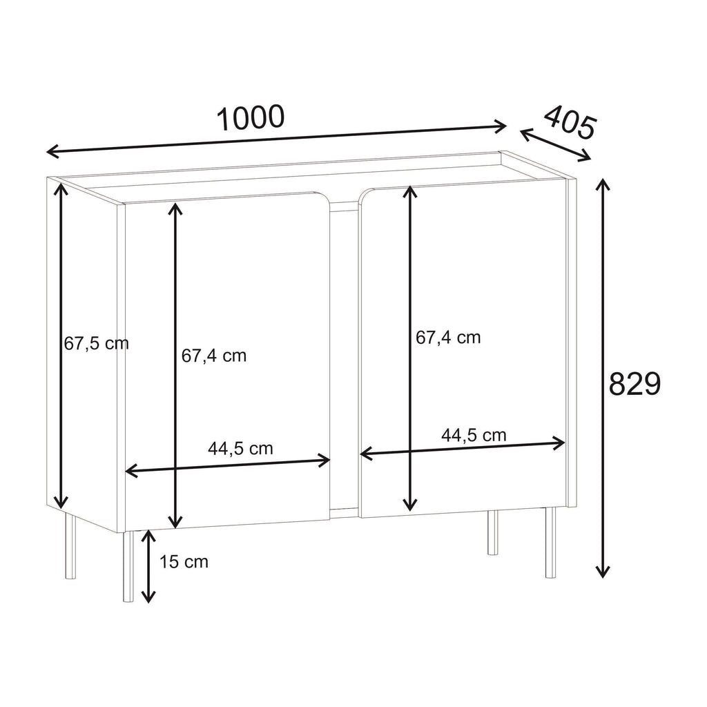Buffet Norm 2 portes Chêne naturel-Grès 100 x 40,5 x 82,9 cm