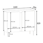 Buffet Norm 2 portes Chêne naturel-Grès 100 x 40,5 x 82,9 cm