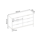 Commode large Mars 6 tiroirs chêne Whiskey L140 cm