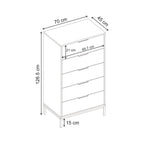 Commode haute 5 tiroirs Mars Chêne Whiskey L70 cm