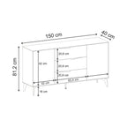 Console bahut Jaden 3 tiroirs 2 portes Sandstone 150 x 40 x 81,2 cm