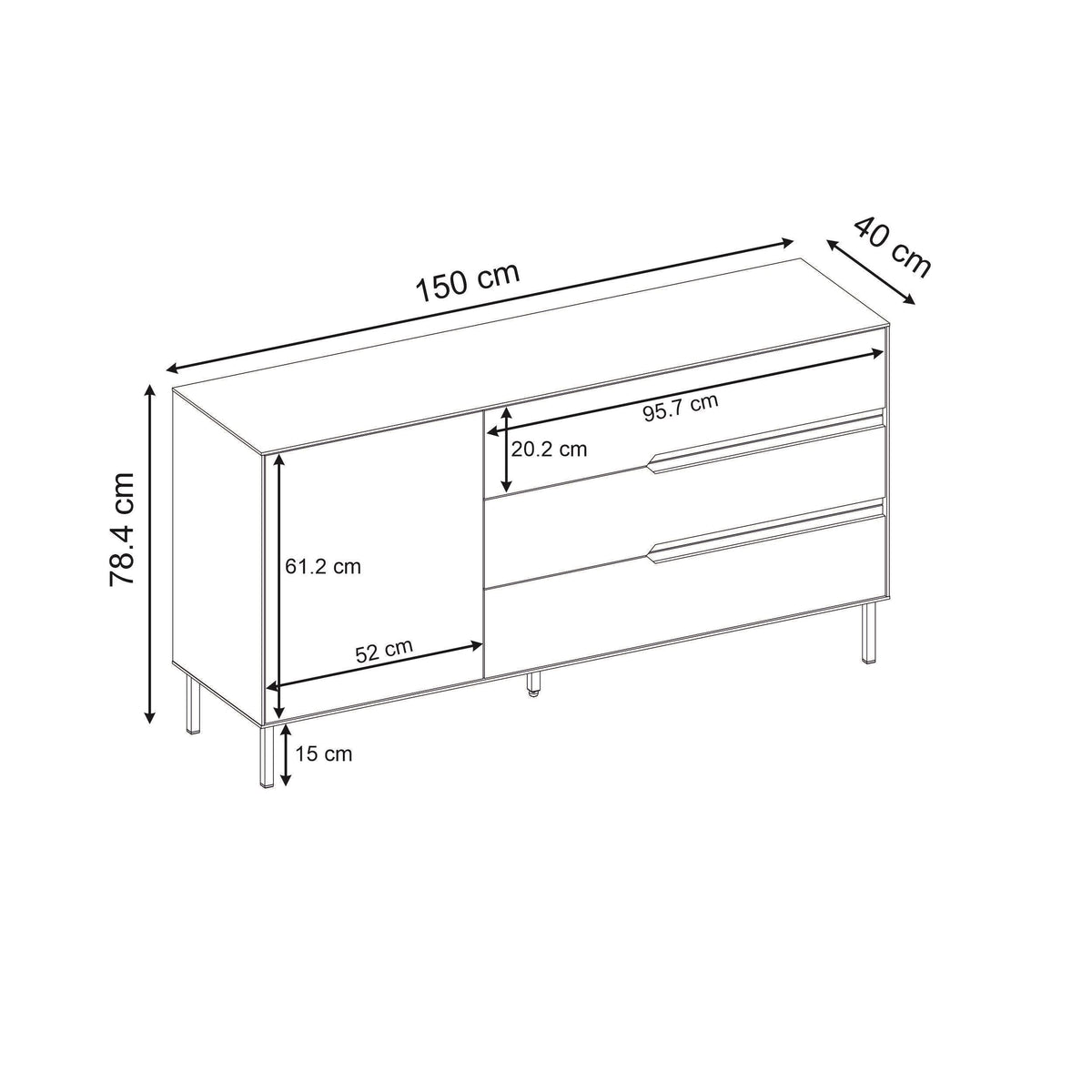 Bahut contemporain Arch 150cm