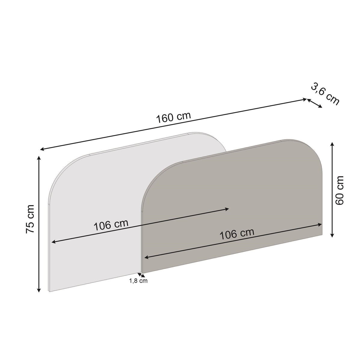Tête de lit murale Rove pour lit King Size Travertin, grès 160x75 cm